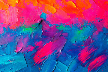 Dynamic abstract artwork featuring energetic brushstrokes in vivid pink, orange, teal, and green tones perfect for modern, creative, and eye-catching design projects or backgrounds.
