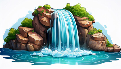 waterfall water icon doodle illustration