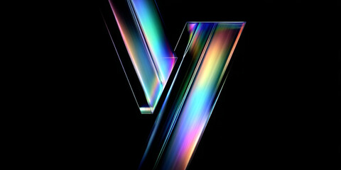 Abstract Iridescent 3D Shape on a Dark Background – Modern Digital Design Render
