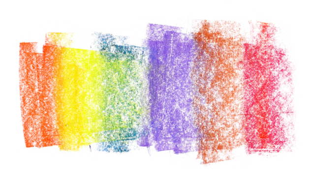 Photo grunge hand drawn colorful scribble chalk, rainbow isolated on white