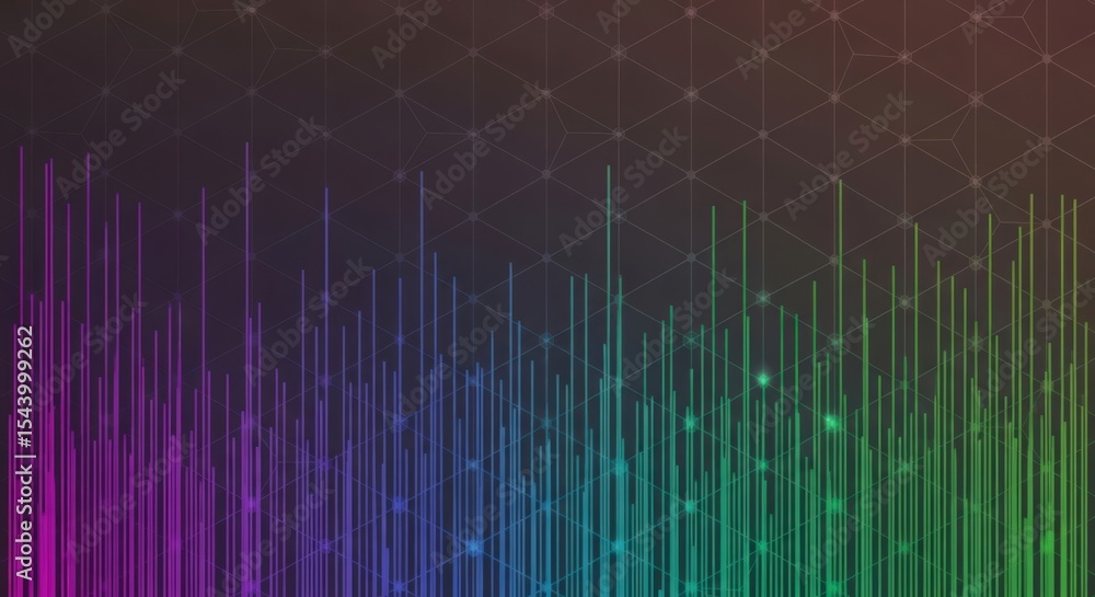 Poster abstract digital background with data visualization and sound waves. business analysis concept for t
