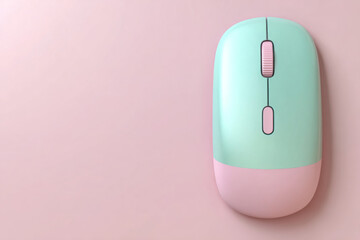 Wireless Mouse and Charging Device on Soft Pastel Pink Background
