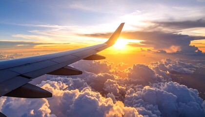 Naklejka premium Sunset Flight Above Cloudscape.