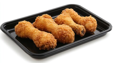 Crispy Fried Chicken Drumsticks on a Black Tray