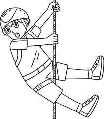 Bouldering Boy Looking Down from a Climb Isolated 