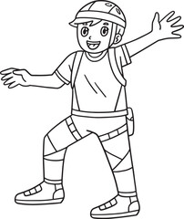 Bouldering Boy at the Foot of the Wall Isolated 