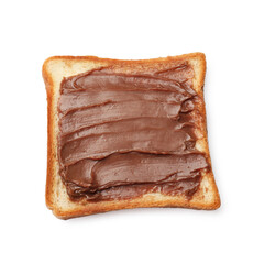 Sandwich with chocolate butter isolated on white, top view