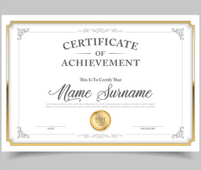 Certificate template vintage border award background, Winner achievement certificate or diploma design 