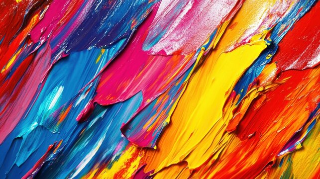 Abstract Diagonal Paint Strokes of Red, Yellow, Blue, and Pink. - Powered by Adobe
