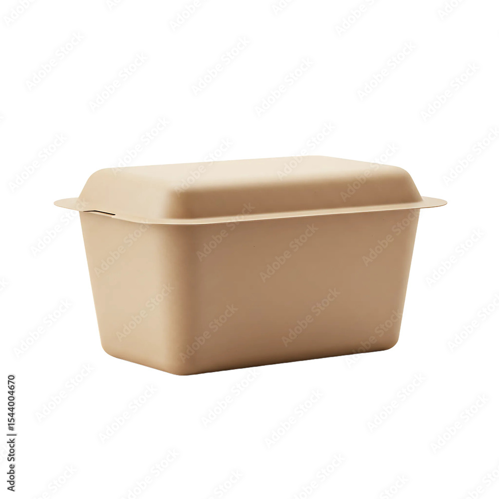 Poster kraft paper packaging container in rectangular shape for product design, isolated image on a transpa