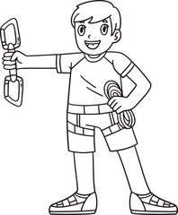 Bouldering Boy Wearing Climbing Equipment Isolated