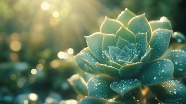 Dew-Kissed Succulent in the Morning Sun