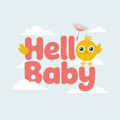Fototapeta premium Cute vector baby greeting with 