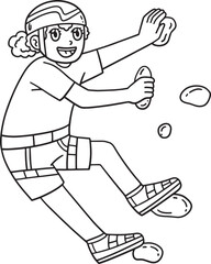 Bouldering Girl Climbing Indoor Isolated Coloring 