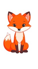 Obraz premium Cute cartoon fox illustration.