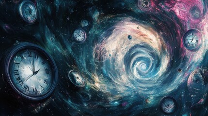 Clock Faces in Cosmic Nebula Swirl