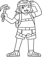Bouldering Girl Rock Climbing Equipment Isolated 