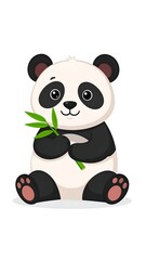 Obraz premium Cute Panda Cub Eating Bamboo.