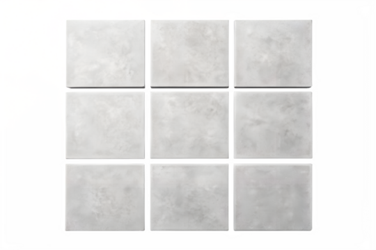 Collection of Nine Square Light Grey Concrete Tiles Modern Minimalist Design for Interior Walls