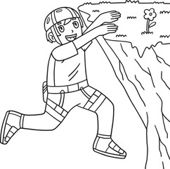 Bouldering Boy Hanging the Edge of Rock Isolated 