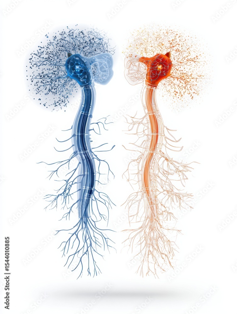 Poster Comparison of Parasympathetic and Sympathetic Nervous System Highlighting Their Functions and Characteristics in Calming Tones