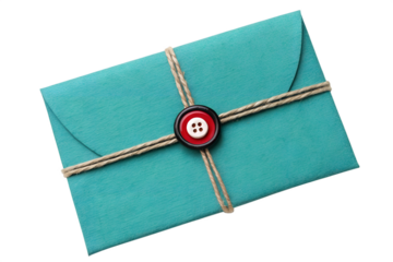 Teal Envelope with Rustic Twine and Button Closure Vintage Postal Packaging