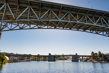 Interstate 5 and University Bridges, Seattle, Washington State, USA.