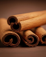 cinnamon sticks on wooden background