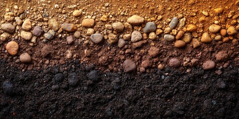 Three-Layer Soil and Rock Cross-Section — Stratified Earth Texture for Environmental and Geological Education