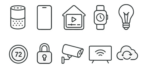 Fototapeta premium Smart home, technology line icon set. devices, automation, innovation outline collection