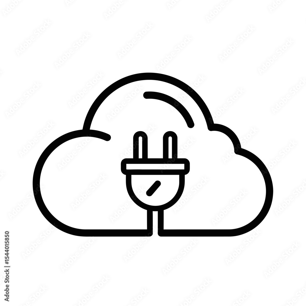 Poster cloud computing icon with power plug symbolizing connectivity