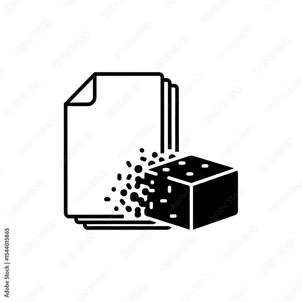 Poster blockchain technology icon representing data processing and storage