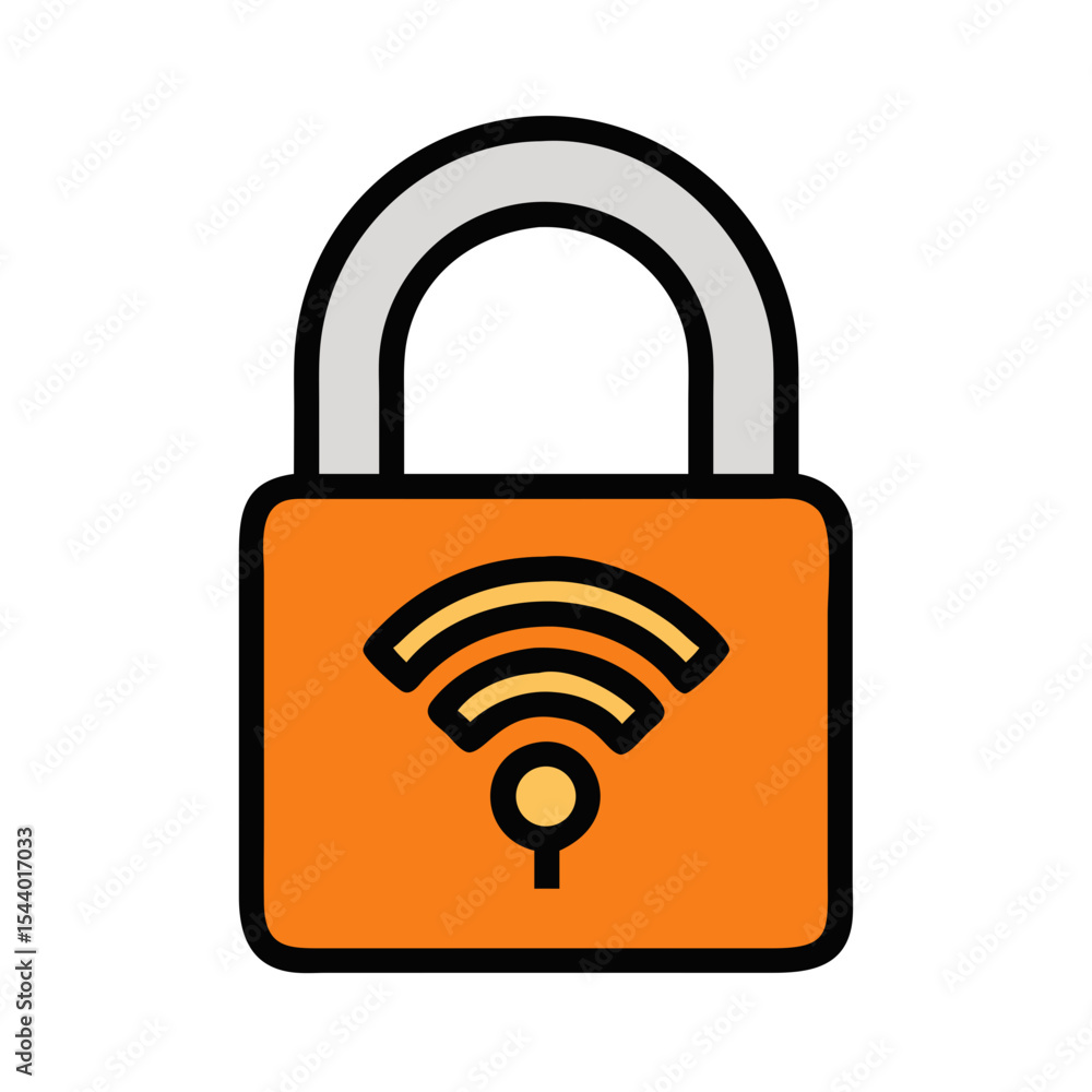 Poster wi-fi enabled padlock icon featuring a secure lock with wireless connectivity for smart security - s