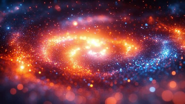 Celestial Dance: The image presents a vibrant cosmic ballet, showcasing a spiral galaxy ablaze with swirling nebulae, stellar formations, and the breathtaking grandeur of the universe.