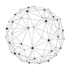 Obraz premium Global connected web black dots data