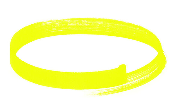 Hand-Drawn Yellow Oval Shape PNG - Brush Stroke Circle, Sketch Highlight Element, Artistic Frame, marker round circule shape