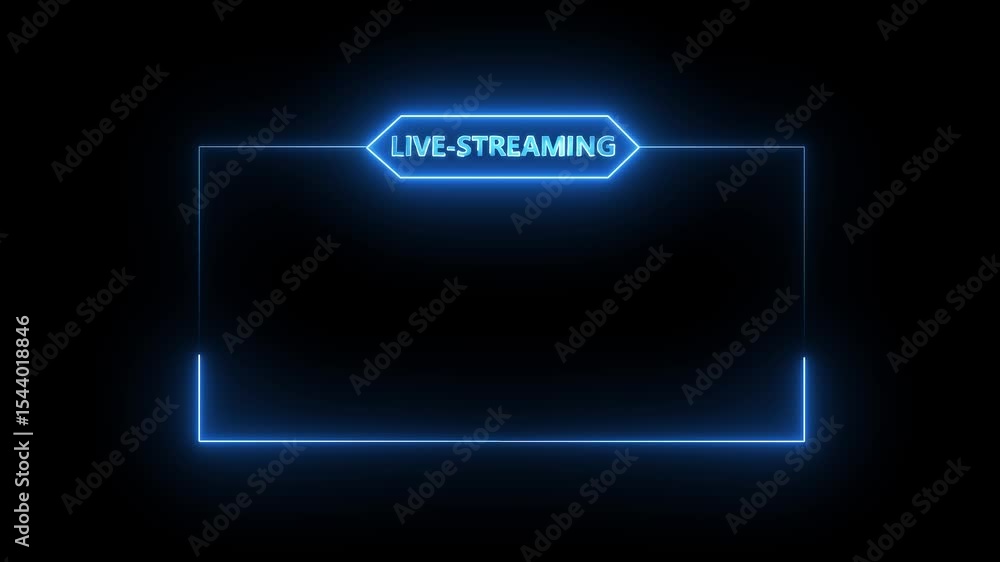 Poster live rce streaming neon text frame animation box frame neon frame live streaming game live stream ov