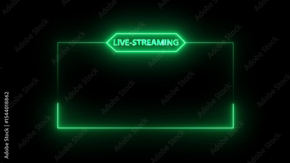 Poster live rce streaming neon text frame animation box frame neon frame live streaming game live stream ov