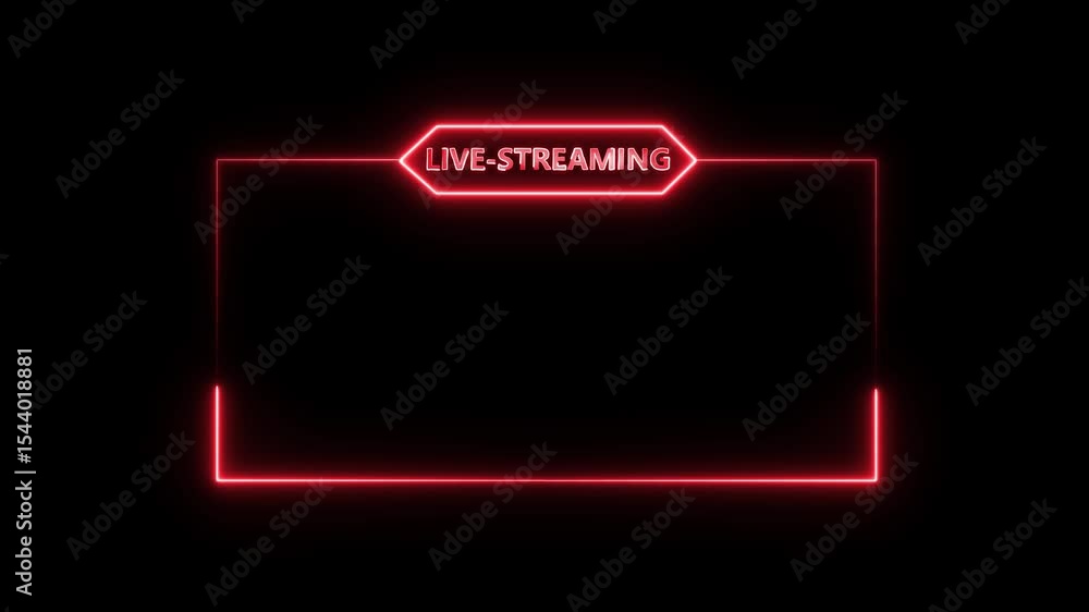 Poster live rce streaming neon text frame animation box frame neon frame live streaming game live stream ov