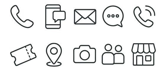Communication and business outline icon set for effective visual communication
