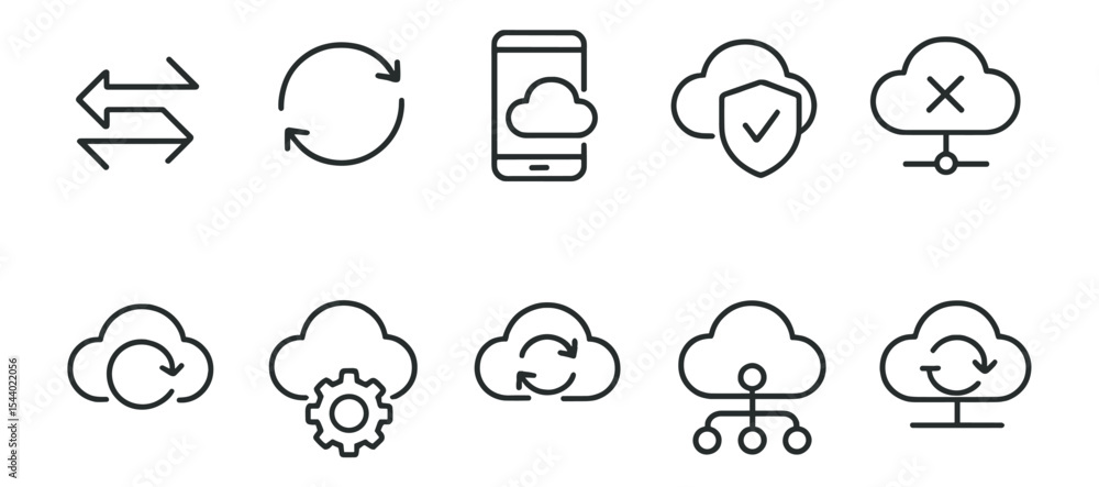 Aufkleber cloud storage outline icon set. data, network security icons linear collection