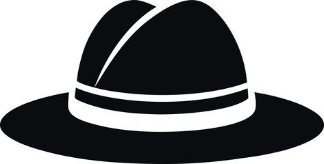 Bold Black Fedora Hat Silhouette for Fashion Illustration