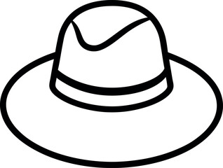 Simple Line Art Fedora Hat Icon for Coloring or Craft