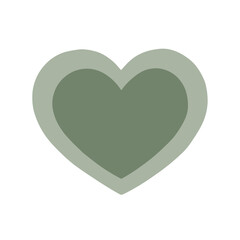Stylized green heart illustration on a white background, symbolizing love and care, modern concept of design, wellness or decoration