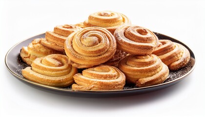 Fototapeta premium a plate of viennese whirls cookies isolated on white background