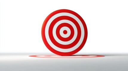 Red and white target with shadow on smooth white background