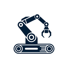 Industrial robotic arm automation icon
