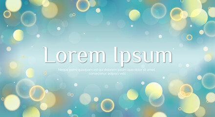 Blurred merry christmas landing page. Winter new year or christmas abstract background with glitter and bokeh on a light blue background