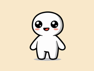 Whimsical Friend: A charming cartoon character with endearing eyes and a radiant smile stands, embodying joy and friendliness.
