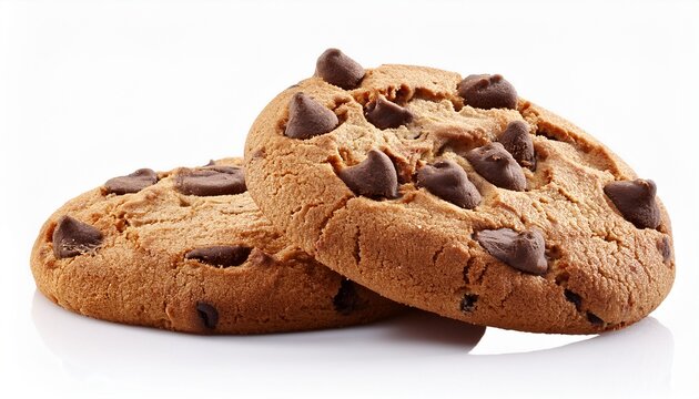 chocolate chip cookies isolated on white background